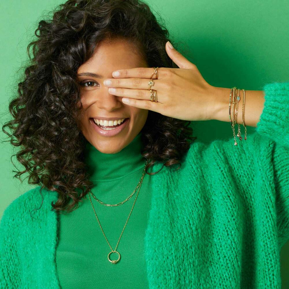 Leonardo Jewels Halskette Leda CIAO, Kette, Schmuck, Edelstahlkette, Edelstahl, Glas, Gold, 023307