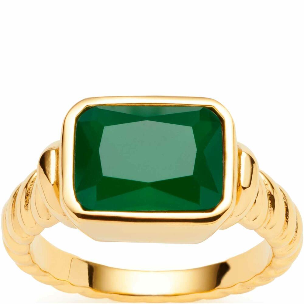 Leonardo Jewels Ring 19 Susa, Finger Ring, Jewelry, Stainless Steel IP Gold, Glass, Green, 023212