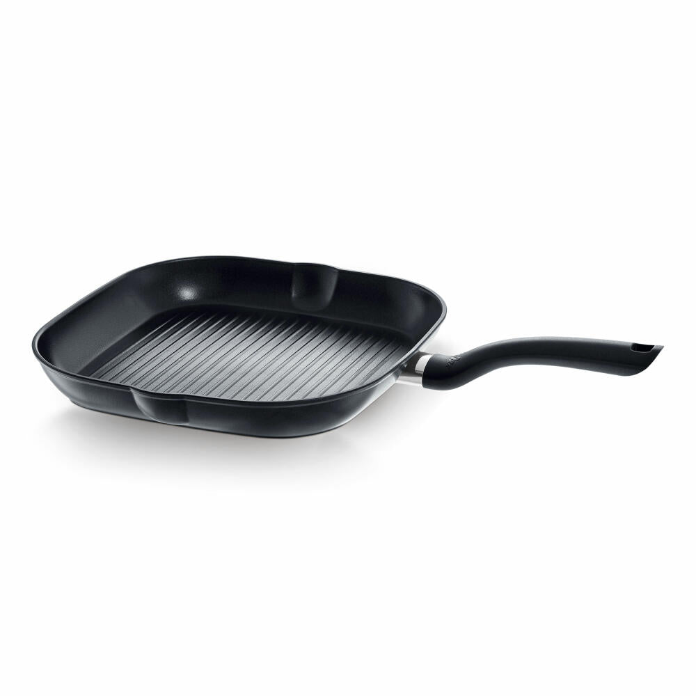 Fissler Cenit Induktion Grillpfanne, eckige Pfanne, Stielpfanne, Bratpfanne, Aluminium, Schwarz, 28 cm, 045 601 28 100 0