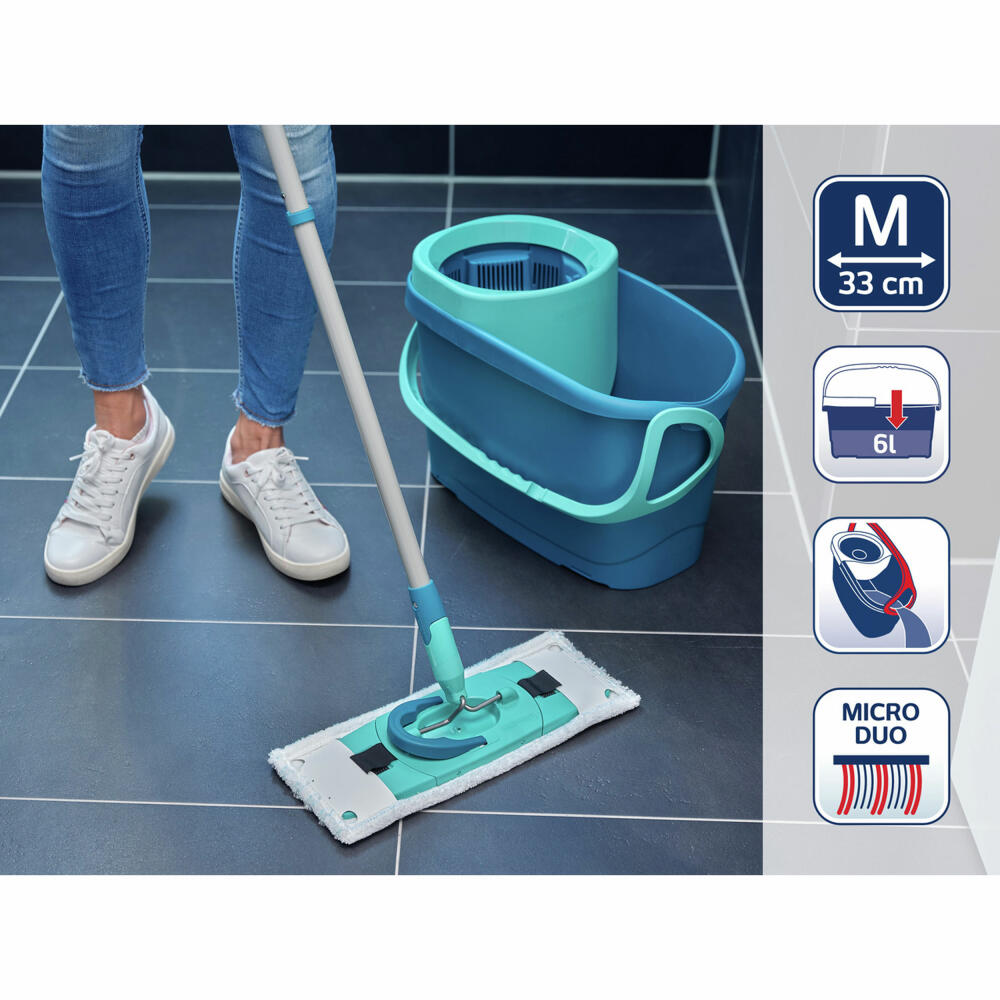 Leifheit Wischer-Set Clean Twist M Ergo + static plus Bezug, Bodenwischer Set, 52137