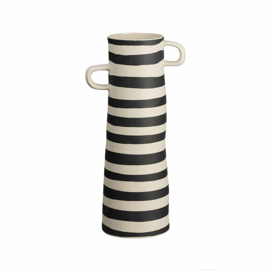 ASA Selection rayu Vase Gestreift, Blumenvase, Dekovase, Steinzeug, Beige / Schwarz, H 28 cm, 84004130