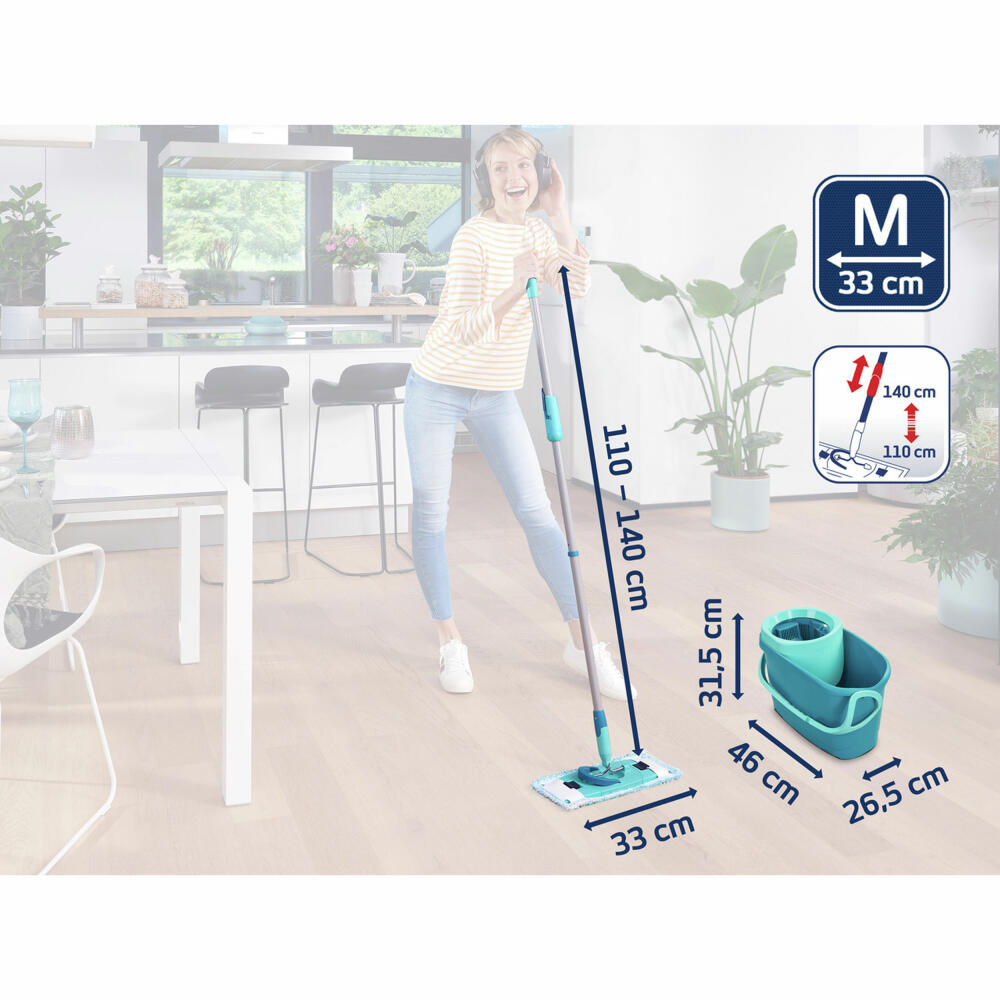 Leifheit Mop Set Clean Twist M Ergo + static plus cover, floor mop set, 52137