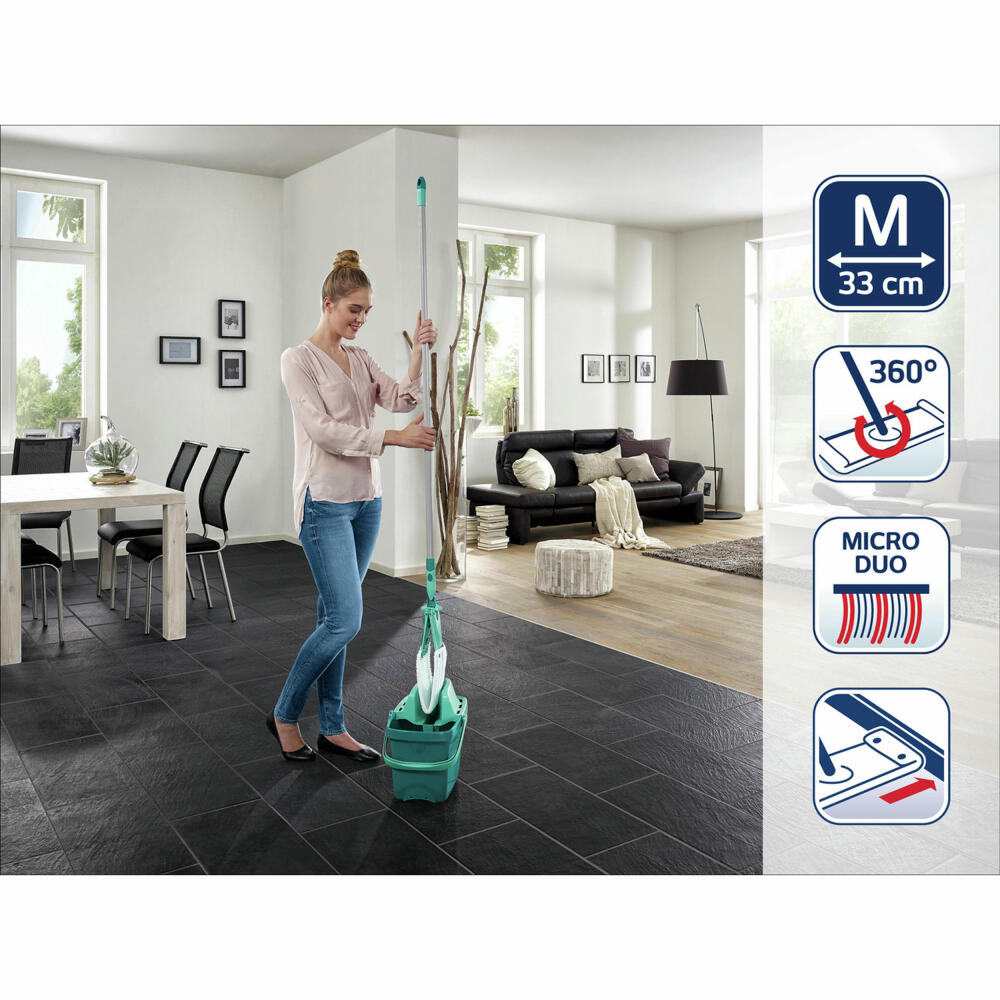 Leifheit Set Combi M + mop cover static plus, floor mop set, 55379