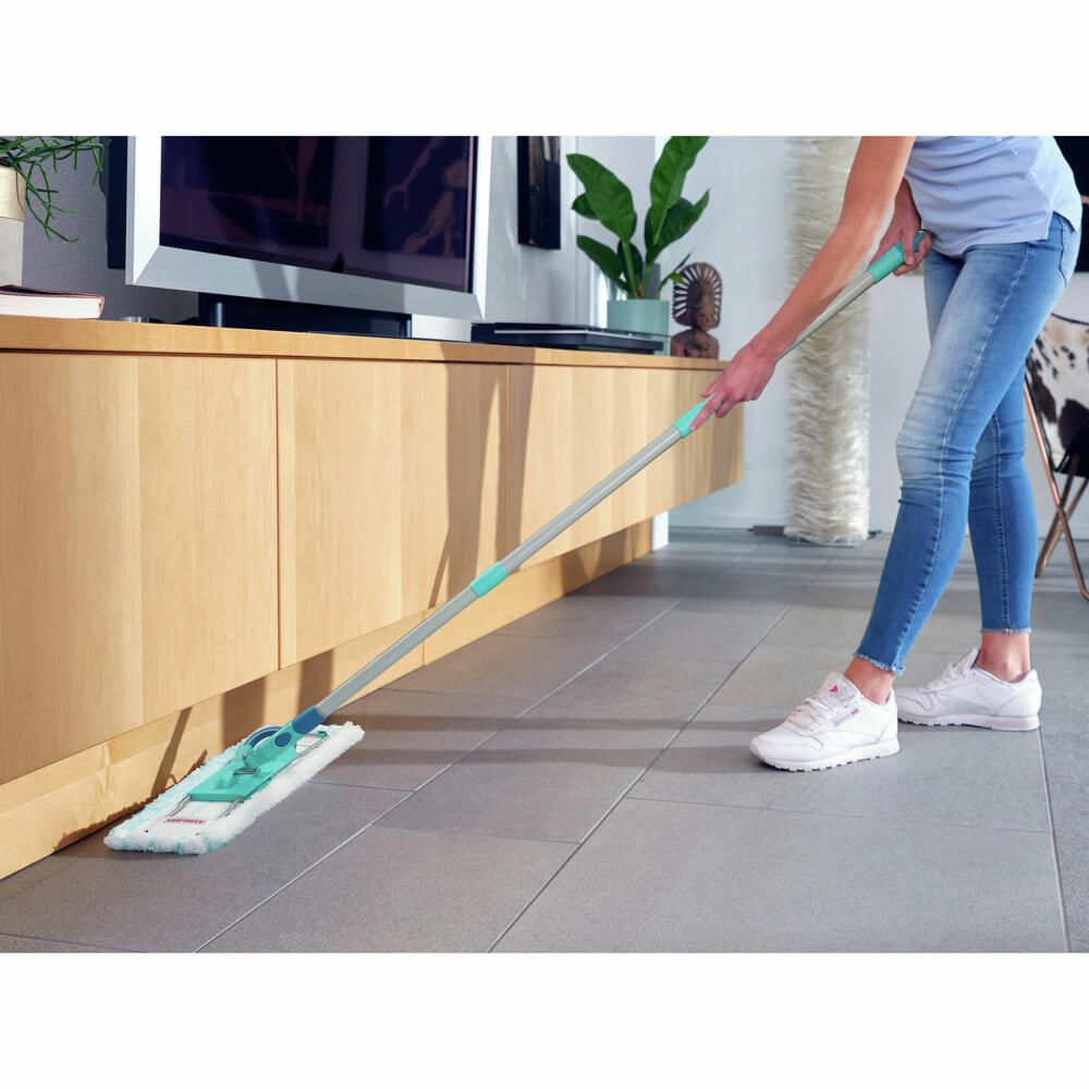 Leifheit floor wiper Profi XL micro duo + duster static cover, mop, steel handle, synthetic fiber, 55170