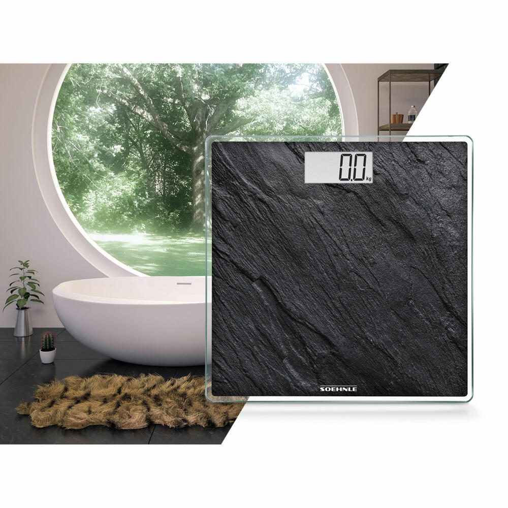 Soehnle Personal Scale Digital Style Sense Compact 300 Slate, Body Scale, LCD Display, Black, 63881