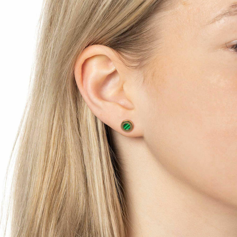 Leonardo Jewels Valea earring, earring, ear jewelry, ear ring, jewelry, stainless steel IP gold, malachite, green, 021770