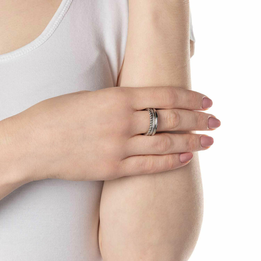 Leonardo Jewels Ring 17 Mascha, 2er Set, Fingerring, Fingerschmuck, Schmuck, Edelstahl, Zirkonia, Silber, 021745
