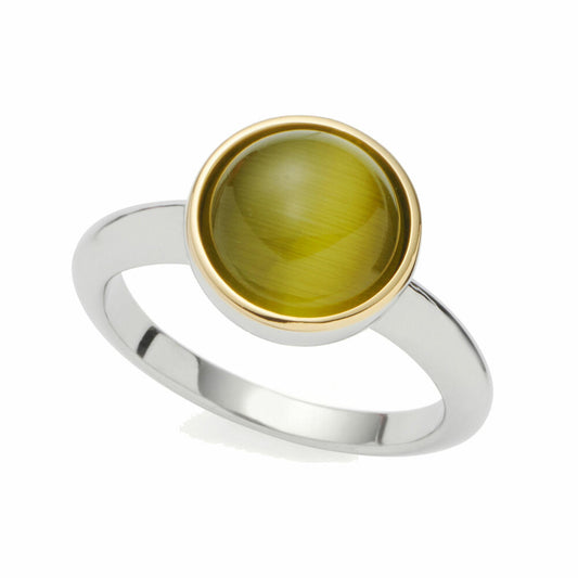 Leonardo Jewels Ring 17 Annika, finger ring, finger jewelry, stainless steel, cats eye, green, 021558