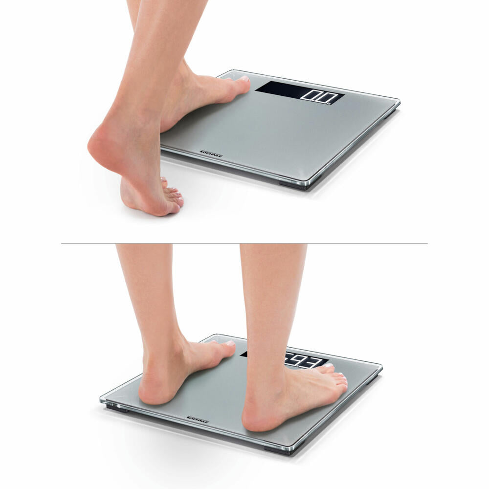 Soehnle Personal Scale Digital Style Sense Comfort 600, Body Scale, Safety Glass, LCD Display, Silver, 63864