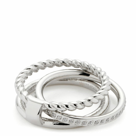 Leonardo Jewels Ring 17 Mascha, 2er Set, Fingerring, Fingerschmuck, Schmuck, Edelstahl, Zirkonia, Silber, 021745