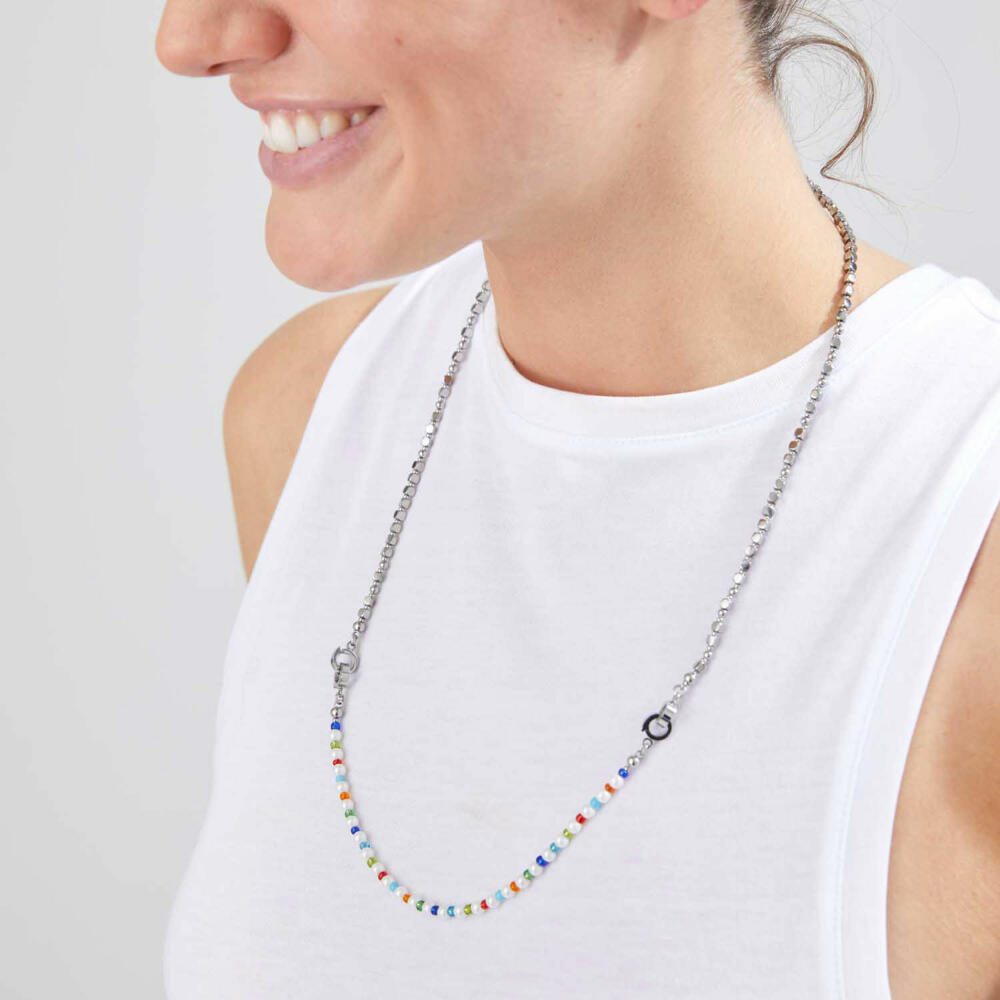 Leonardo Jewels Set Halskette 64 Davina, Kette, Halsschmuck, Schmuck, Edelstahl, MOP, Glas, Imitationsperle, Zirkonia, Mehrfarbig, 021755