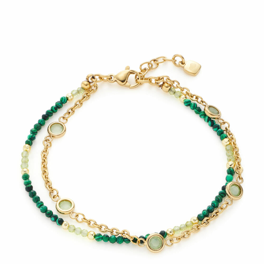 Leonardo Jewels Armband Valea, Armreif, Armschmuck, Schmuck, Edelstahl IP gold, Malachit, Glas, Grün, 021768
