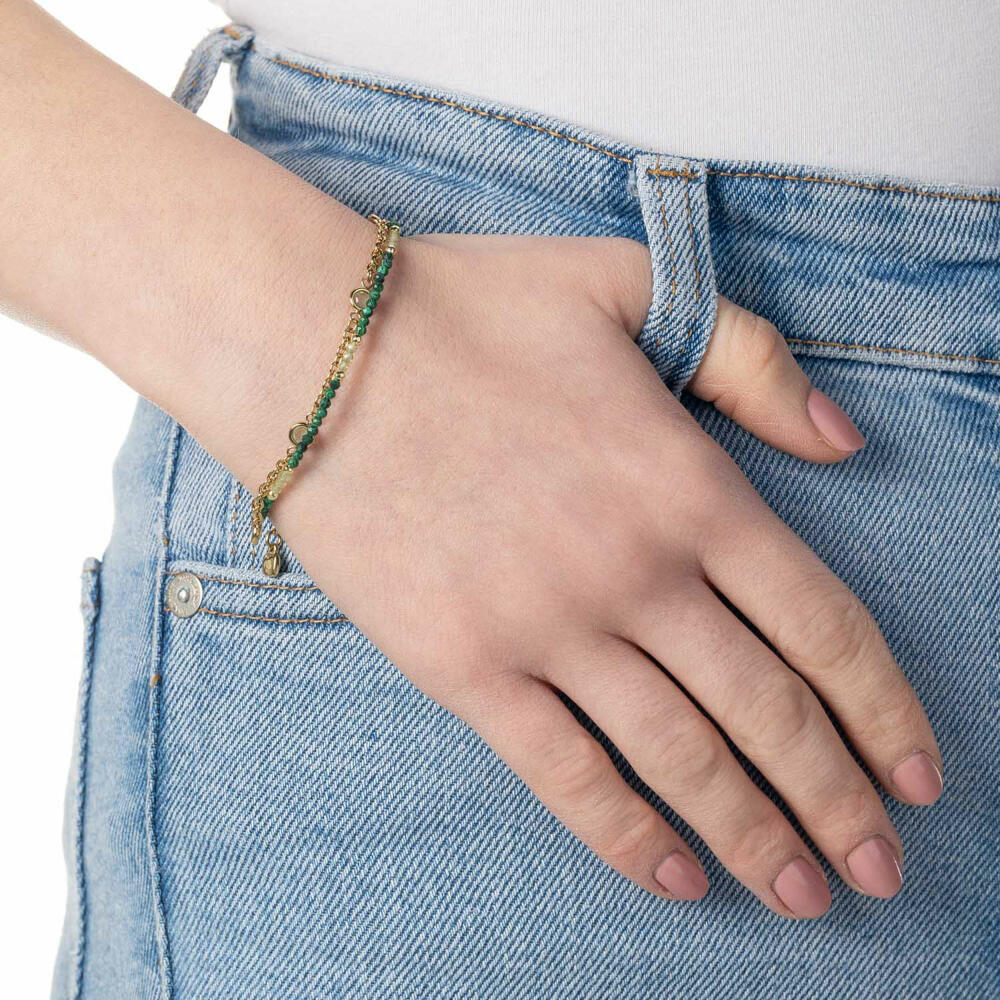 Leonardo Jewels Armband Valea, Armreif, Armschmuck, Schmuck, Edelstahl IP gold, Malachit, Glas, Grün, 021768