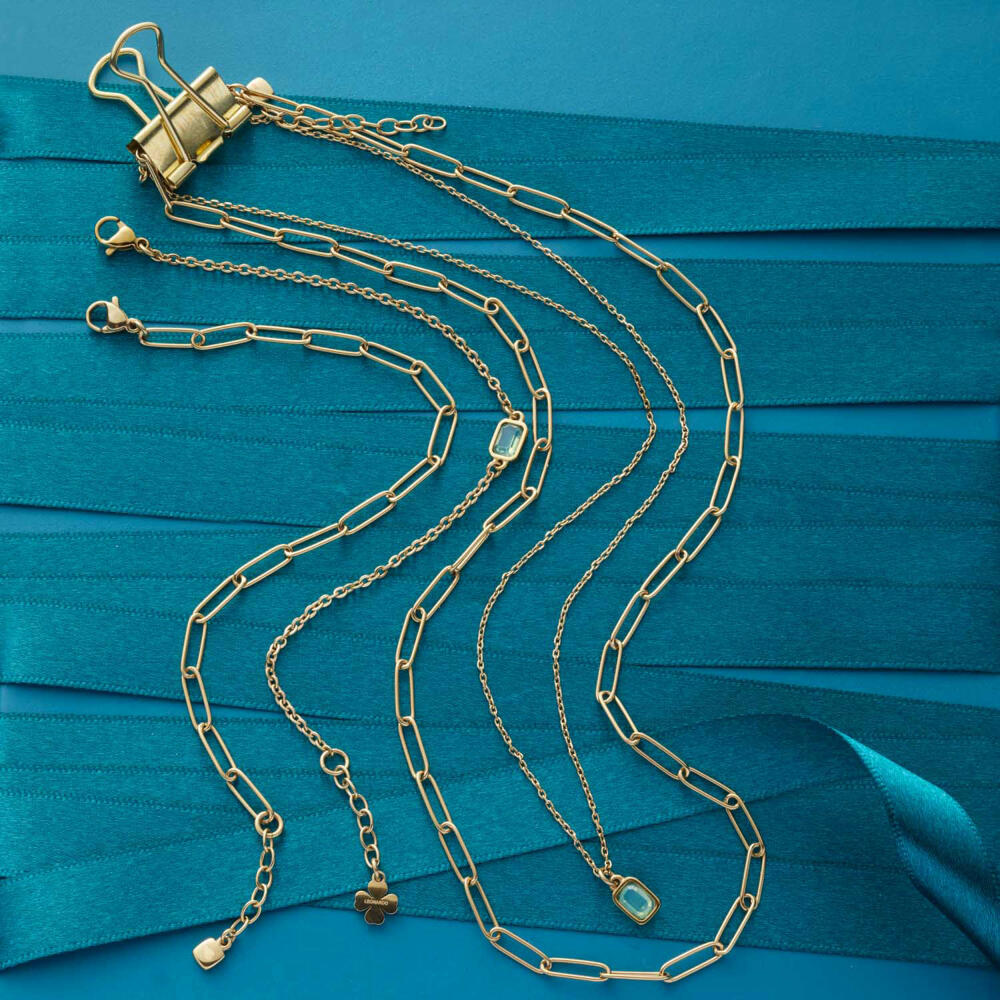 Leonardo Jewels Halskette Sofia Ciao, Kette, Halsschmuck, Edelstahl IP gold, Glas, grün, 021651