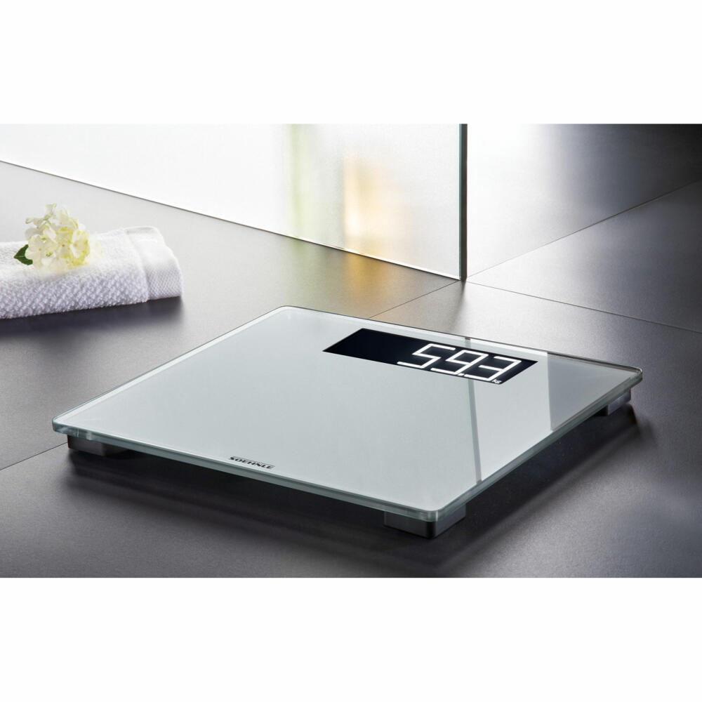 Soehnle Personal Scale Digital Style Sense Comfort 600, Body Scale, Safety Glass, LCD Display, Silver, 63864