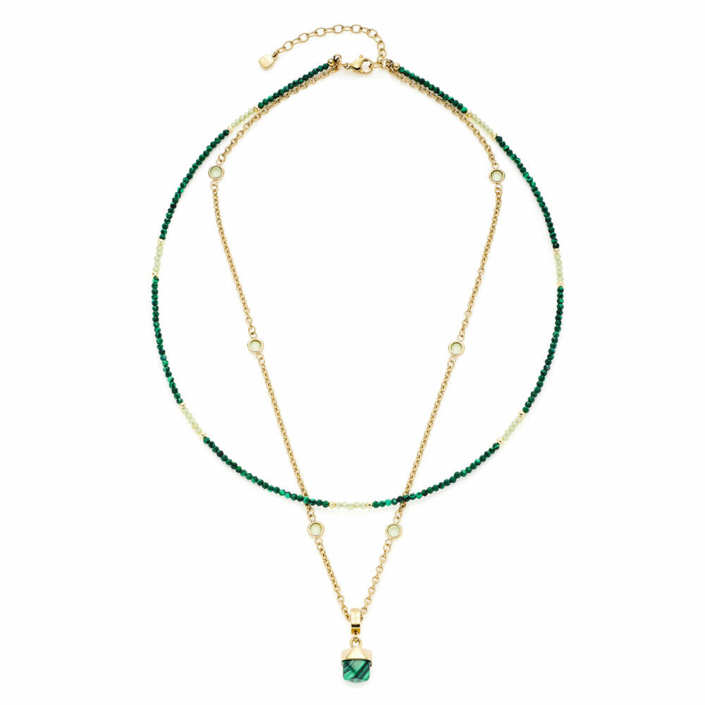 Leonardo Jewels Halskette Valea, Kette, Halsschmuck, Schmuck, Edelstahl IP gold, Malachit, synth. Malachit, Glas, Grün, 021767