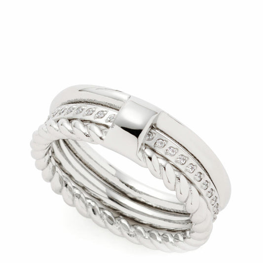 Leonardo Jewels Ring 17 Mascha, 2er Set, Fingerring, Fingerschmuck, Schmuck, Edelstahl, Zirkonia, Silber, 021745