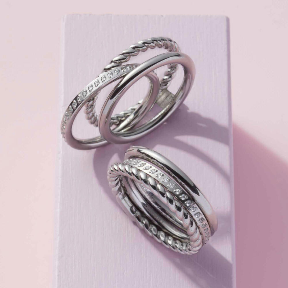 Leonardo Jewels Ring 17 Mascha, 2er Set, Fingerring, Fingerschmuck, Schmuck, Edelstahl, Zirkonia, Silber, 021745