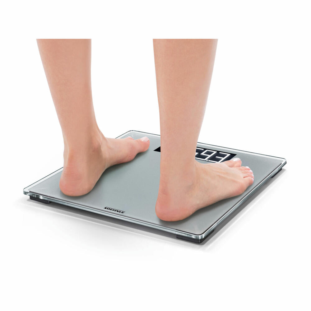 Soehnle Personal Scale Digital Style Sense Comfort 600, Body Scale, Safety Glass, LCD Display, Silver, 63864