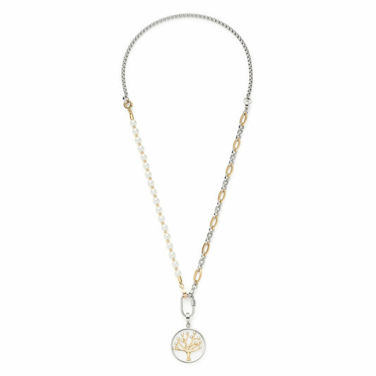 Leonardo Jewels Set Necklace 63 Pamela Clip &amp; Mix, Chain, Necklace, Stainless Steel, Imitation Pearls, Silver, 021583