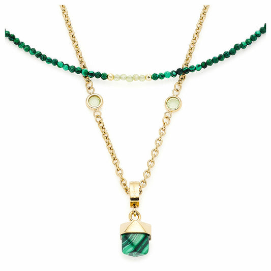 Leonardo Jewels Halskette Valea, Kette, Halsschmuck, Schmuck, Edelstahl IP gold, Malachit, synth. Malachit, Glas, Grün, 021767