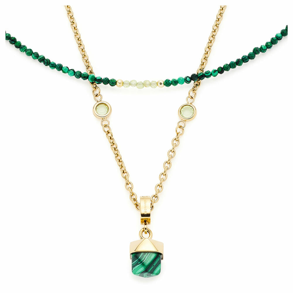 Leonardo Jewels Halskette Valea, Kette, Halsschmuck, Schmuck, Edelstahl IP gold, Malachit, synth. Malachit, Glas, Grün, 021767