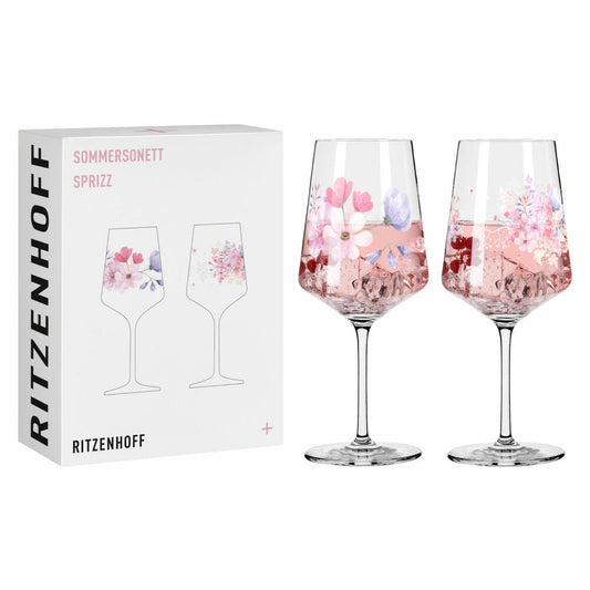 Ritzenhoff Sommersonett Sprizz 017 018 F24, set of 2, Theresa Kuhlmann, Aperol glass, aperitif glass, crystal glass, 544 ml, 3461009