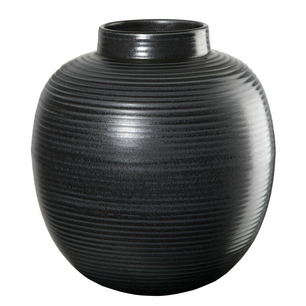 ASA Selection Japandi Vase, Tischvase, Dekovase, Blumenvase, Steingut, Black, H 22 cm, 73003174