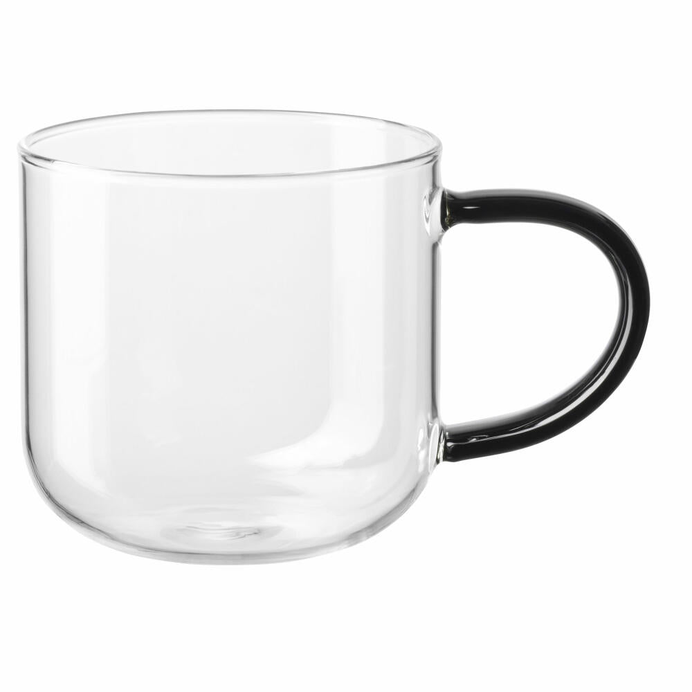 ASA Selection Coppa Henkelbecher, Tasse, Kaffeebecher, Teetasse, Glas, Black, 400 ml, 20060490