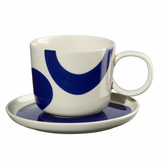 ASA Selection Variete Kaffeetasse mit Unterteller, Kaffee Tasse, Teetasse, Steinzeug, La Mer, 200 ml, 58026248