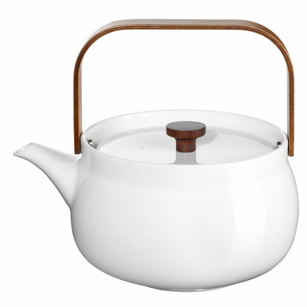 ASA Selection Japandi teapot with wooden handle, tea pot, porcelain, white, 1.5 L, 23370017