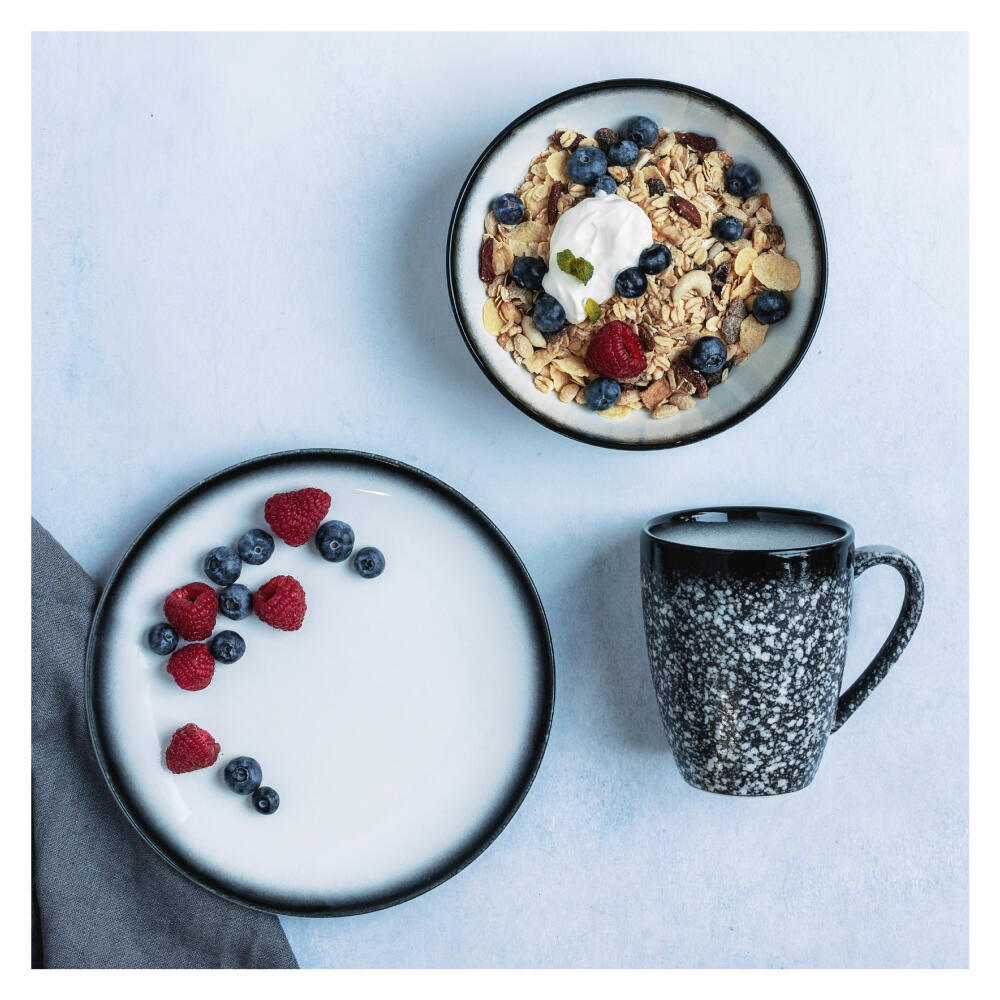 Maxwell & Williams Caviar Granite Starter-Set, 3-tlg., Teller, Schale, Becher, Geschirr, Keramik, Marmoriert, AX0003-01