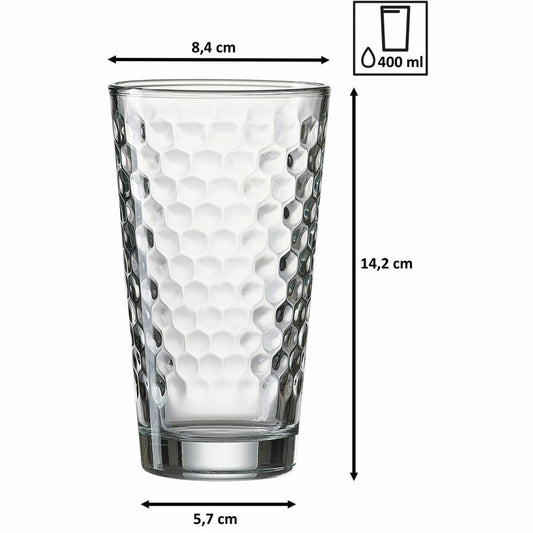 Ritzenhoff & Breker Favo Longdrinkgläser, 6er Set, Longdrinkglas, Trinkglas, Wasserglas, Klar, 350 ml, 319323