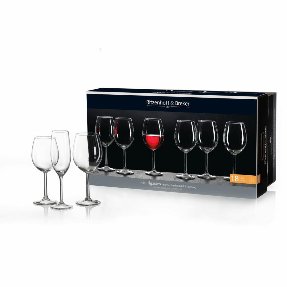 Ritzenhoff &amp; Breker Vio red wine glasses, 18 pcs., red wine glass, wine glass, 200 ml, 818437