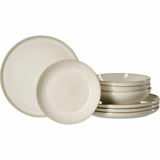 Ritzenhoff & Breker Olivia Speise-Set, 8-tlg., Teller Set, Geschirr, Suppenteller, Speiseteller, Steingut, Beige, 746860