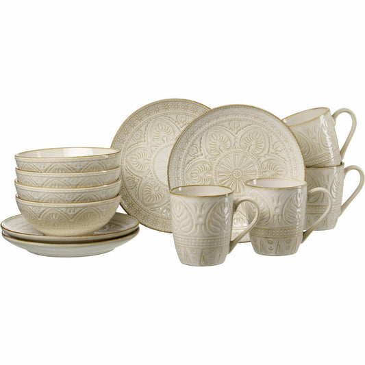 Ritzenhoff & Breker Omara Frühstücks-Set, 12-tlg., Geschirr-Set, Frühstücksservice, Service, Steingut, Beige, 747171