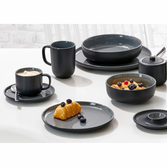 Ritzenhoff & Breker Jasper Tafelservice, 8-tlg., Geschirrset, Service, Steinzeug, Schwarz, 316612