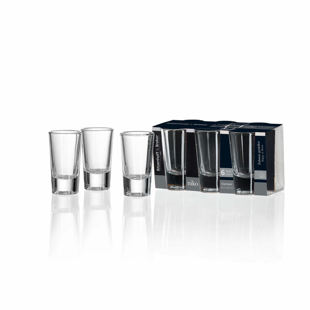 Ritzenhoff &amp; Breker Niko shot glasses, set of 6, stamper, shot glass, 30 ml, 818536