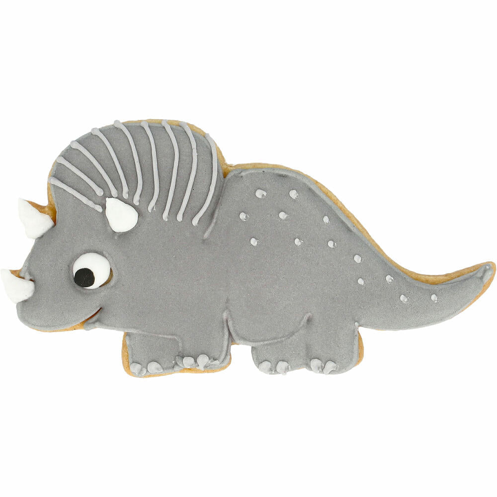 Birkmann Ausstechform Dinosaurier Triceratops, mit Innenprägung, Ausstecher, Plätzchenform, Keks, Plätzchen, Edelstahl, 10 cm, 198944