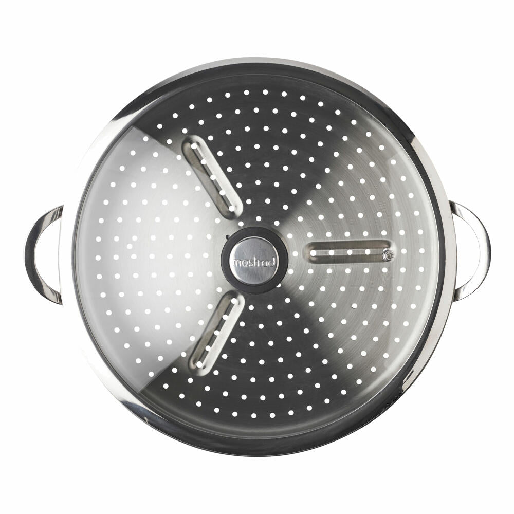 Mastrad OWok steam basket with lid, steamer, steam insert, stainless steel, silver, F63880