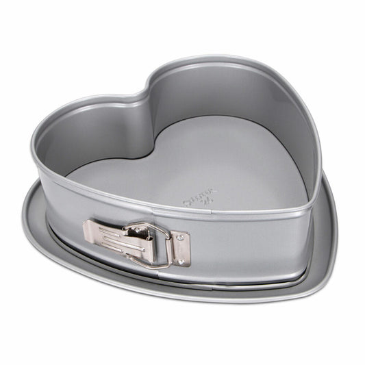 Städter We Love Baking Springform Heart, Baking Pan, Cake Pan, Cake Baking Pan, Metal, Silver, 26 cm, 661844