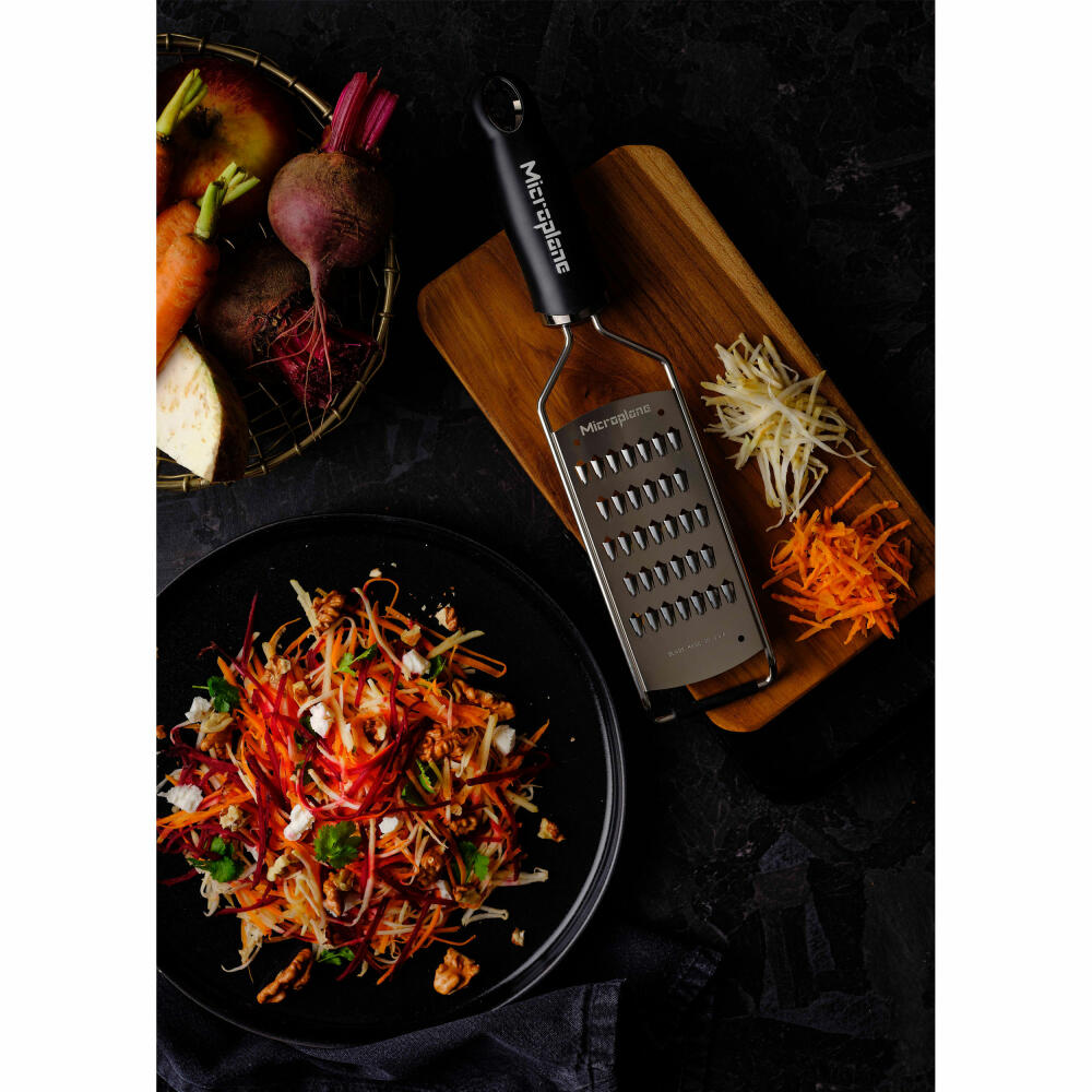 Microplane Julienne Grater Gourmet Fine, Kitchen Grater for Julienne Strips, Stainless Steel, Plastic, Black, 45003