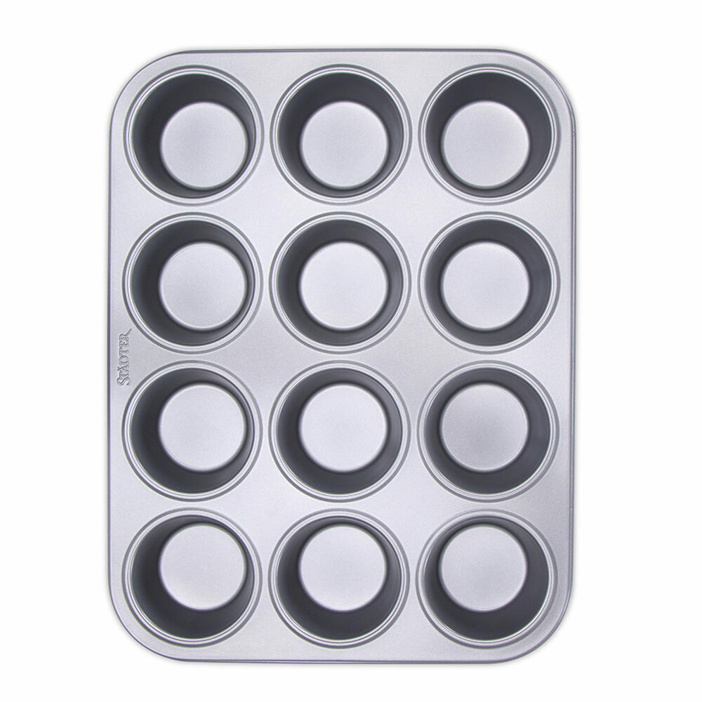 Städter We Love Baking Muffin Cupcake, muffin tin, cupcake tin, baking tin, cake tin, metal, silver, 35 x 27 cm, 661011