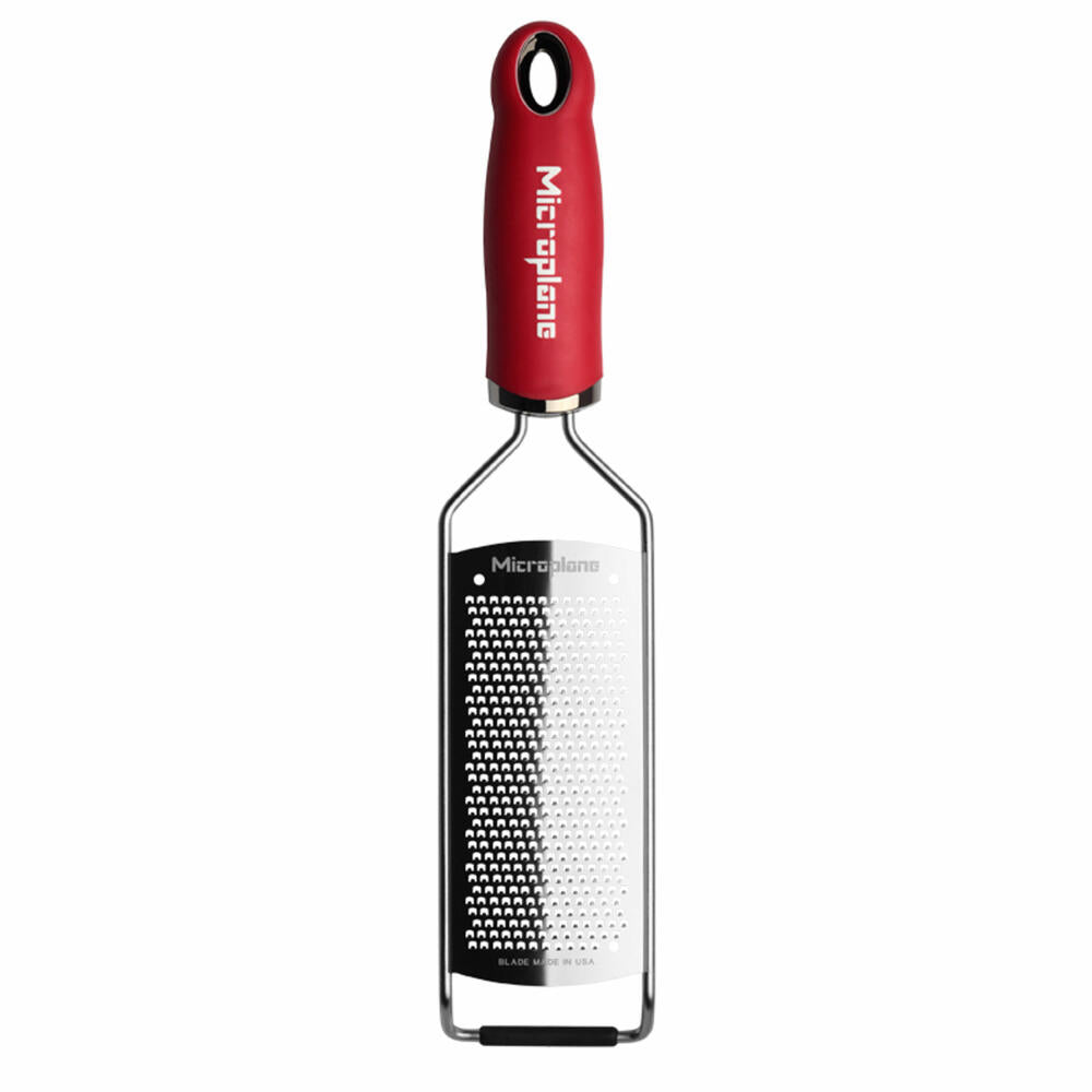 Microplane Gourmet Fine Grater, Fine Grater, Zester, Stainless Steel, Plastic, Red, 45104