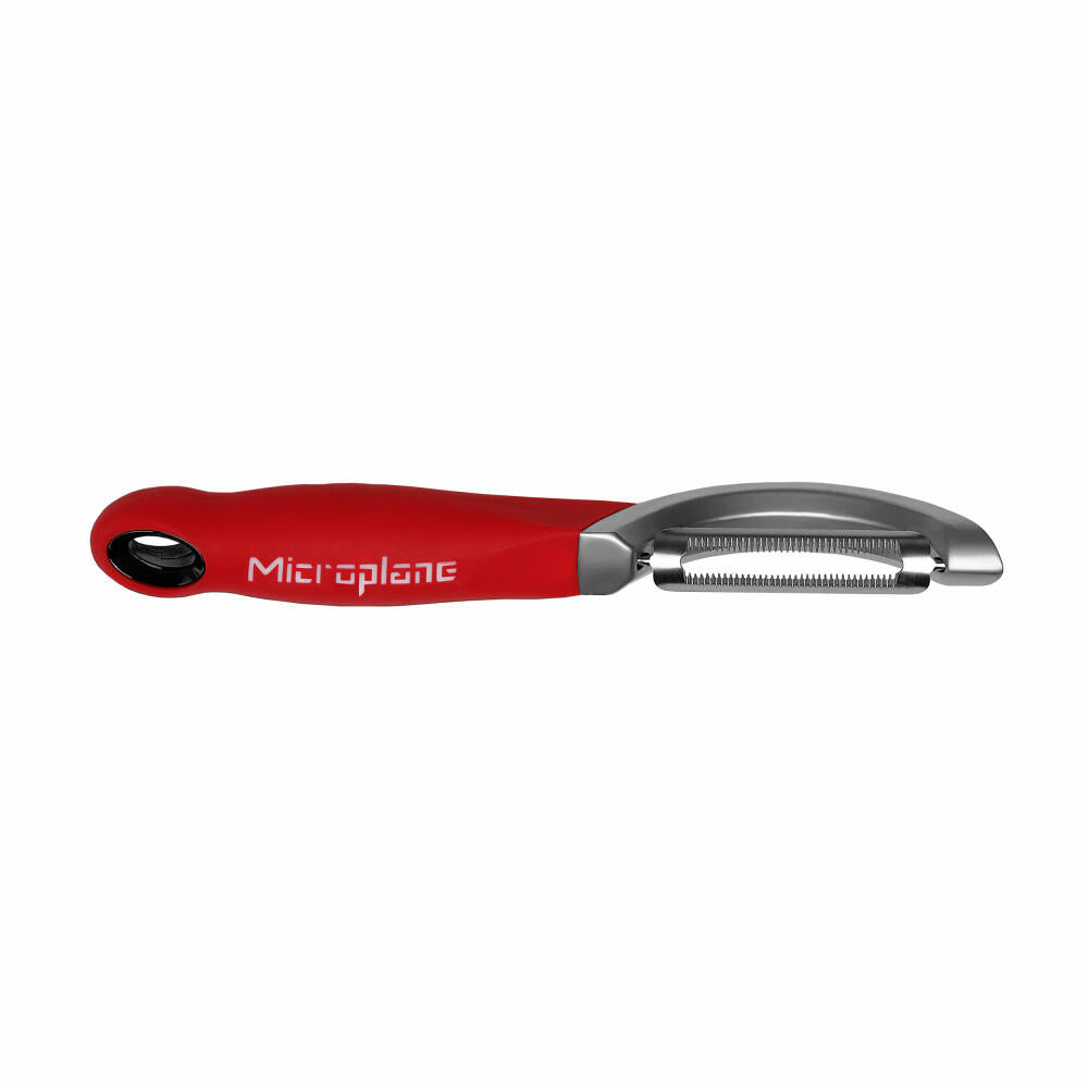 Microplane Peeler Professional Serrated, Vegetable Peeler, Peeler, Stainless Steel, Plastic, Red, 48192