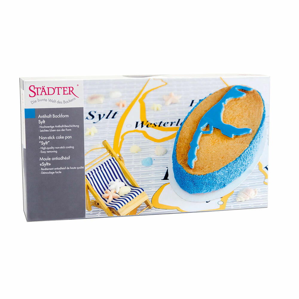 Städter motif baking pan Sylt, motif baking pan, cake pan, metal, 16.5 x 31 cm, 610095