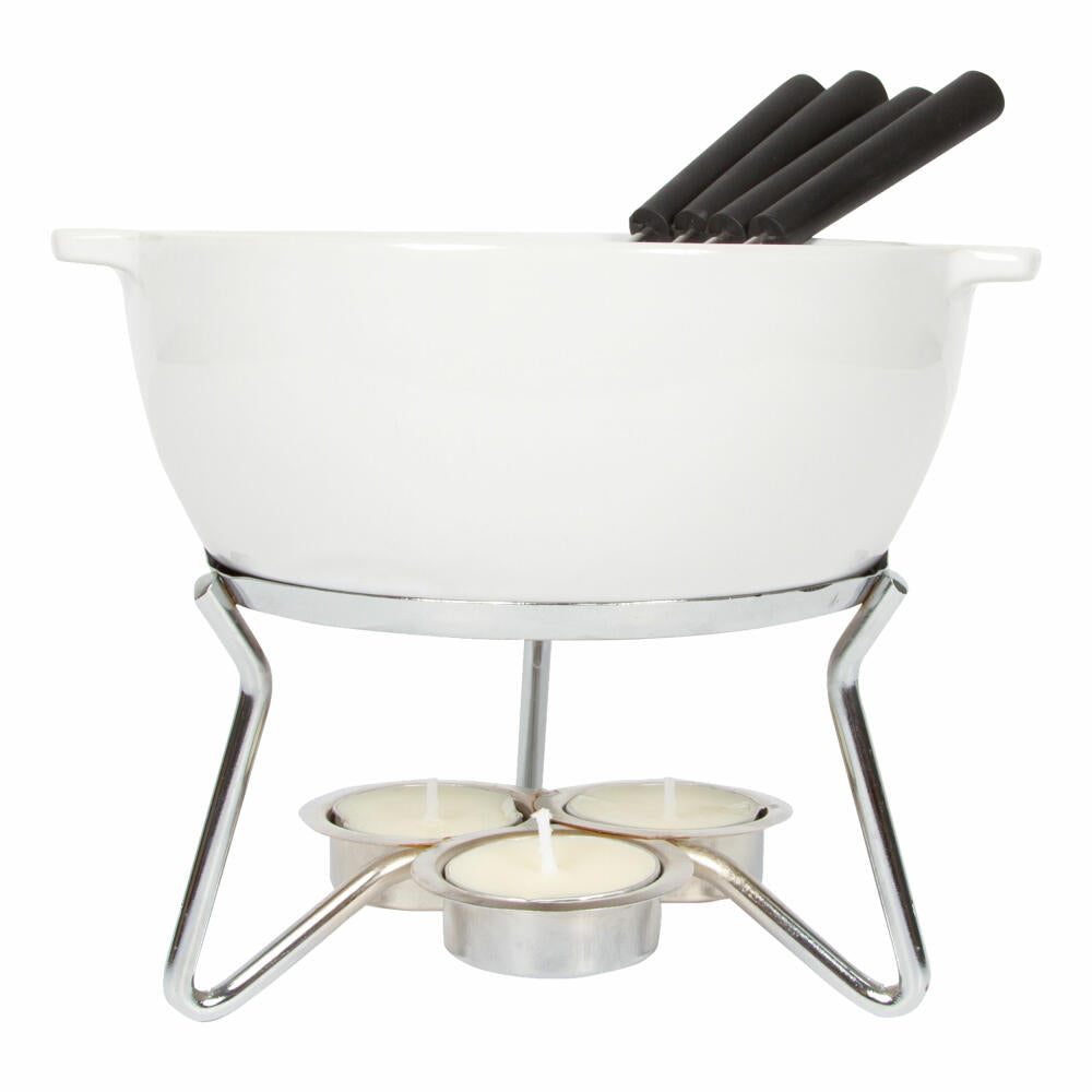 Boska Käsefondue-Set Party, Fondue Set, Käse Fondue, mit 4 Gabeln, Keramik, Weiss, 750 ml, 853548