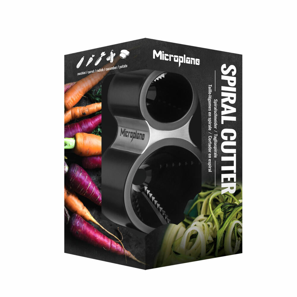 Microplane spiral cutter 2-in-1, strip cutter, vegetable sharpener, stainless steel, black, 48000