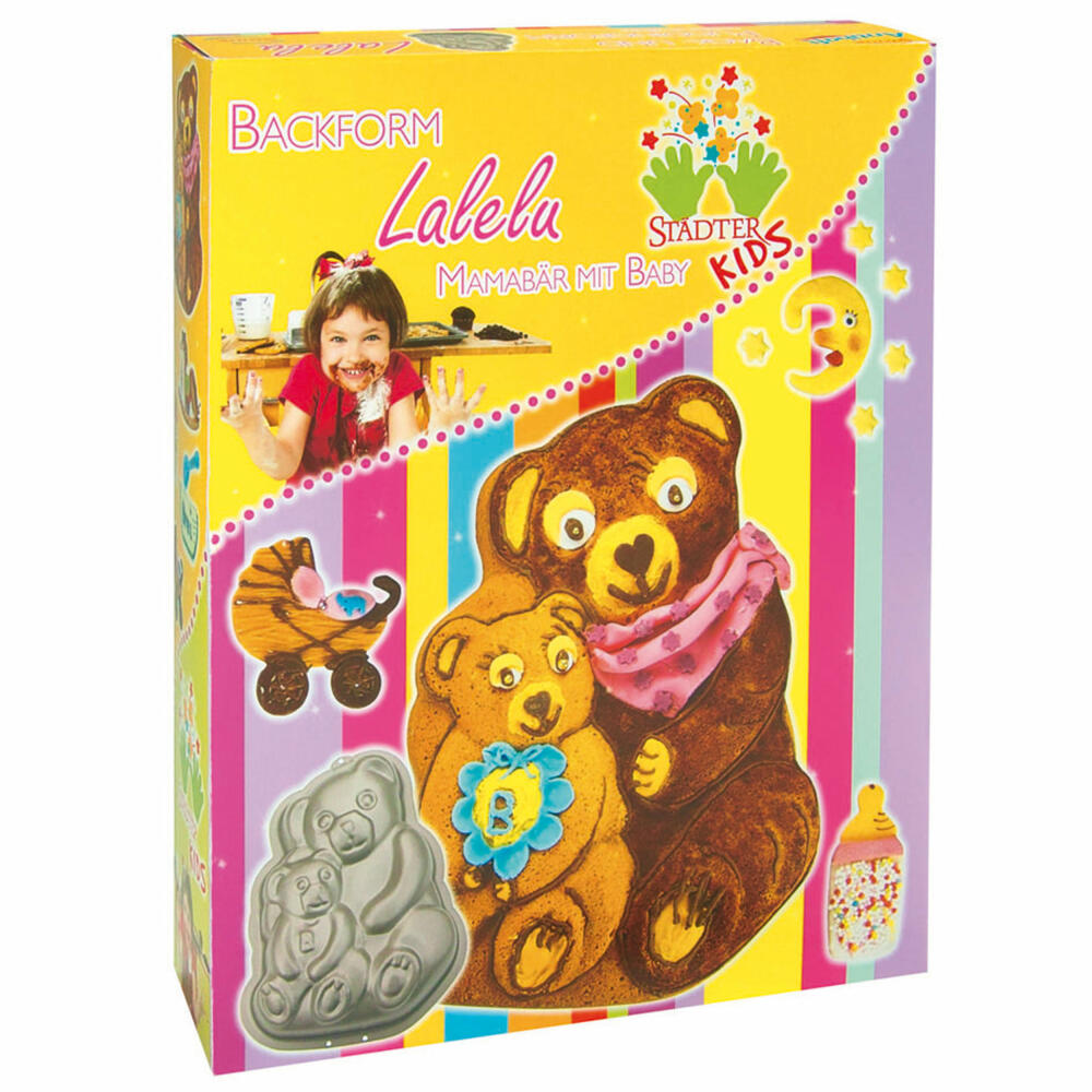 Städter KIDS baking pan Lalelu Mama Bear with Baby, cake pan, cake baking pan, motif baking pan, metal, 19 x 26 x 6 cm, 581043