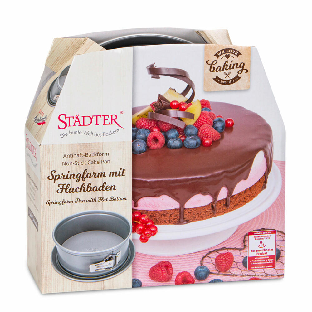 Städter We Love Baking springform pan, with flat base, baking pan, cake pan, cake baking pan, metal, silver, Ø 20 cm661301